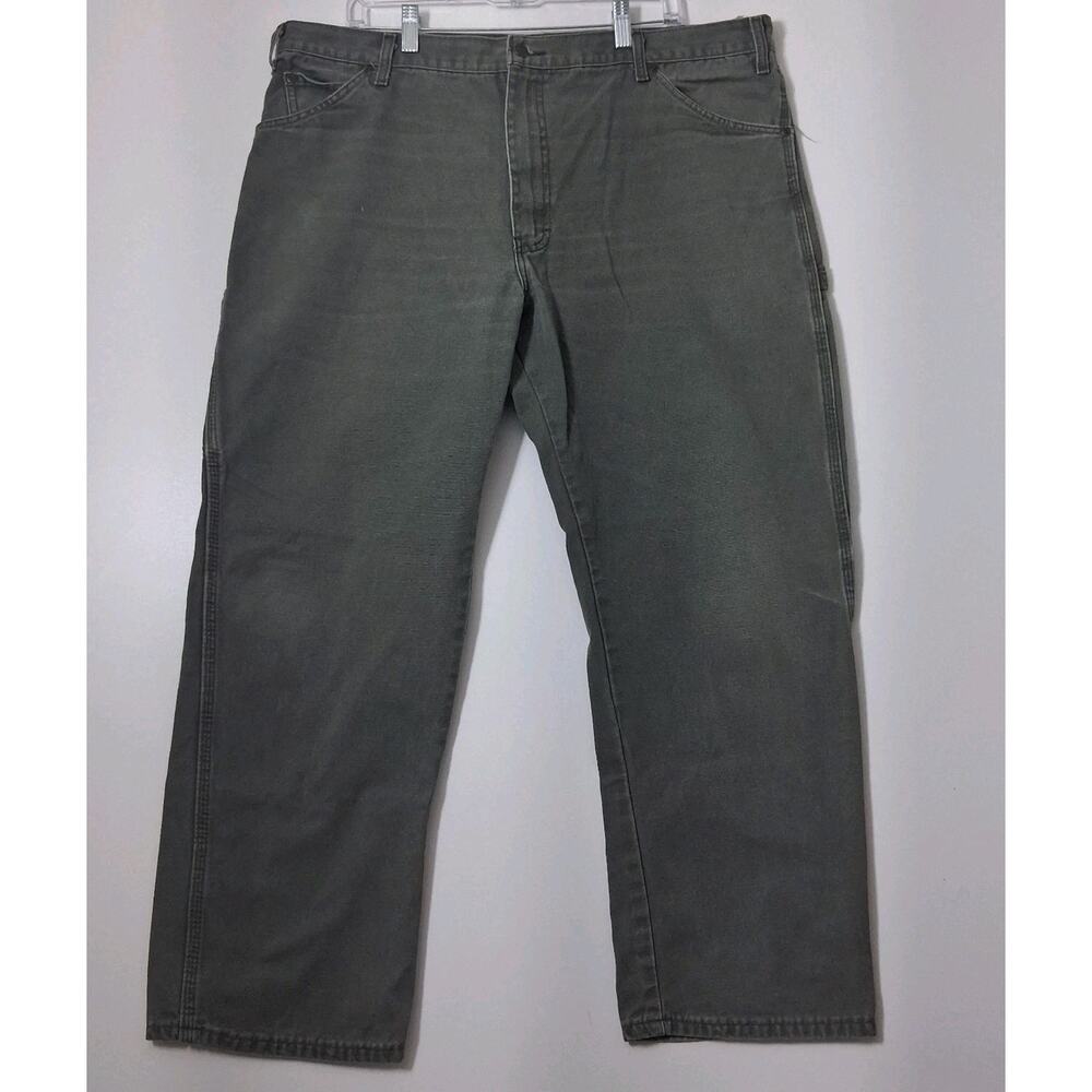 Dickies Pants Men's Size 40×30 Moss Green Canvas Carpenter Cargo Work Wear